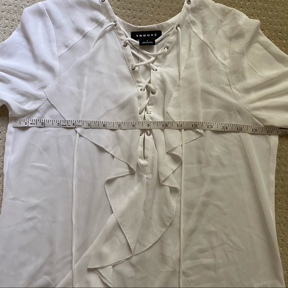 TROUVE White Lace Up Chiffon Long sleeve Blouse - Picture 12 of 12